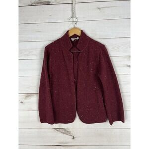 Vintage Ciao Sport Ltd. Sweater Womens Small Burgundy Shetland Wool Cardigan 90s